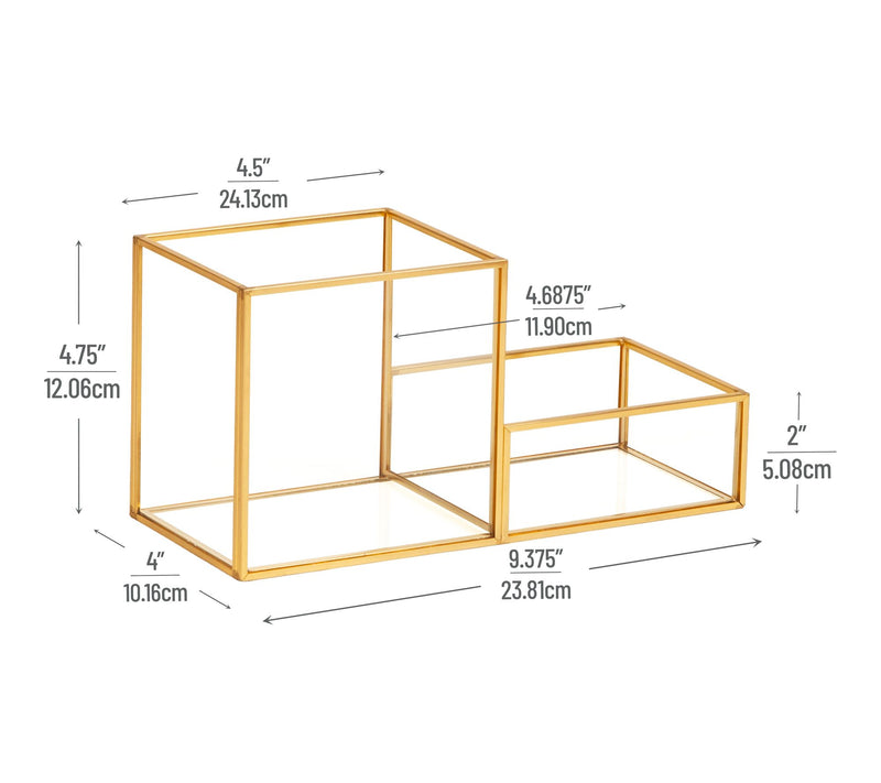 Mind Reader 2-Compartment Glass Catch-All Tray — View 3