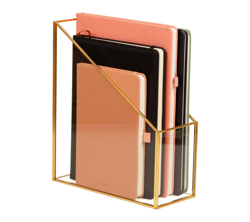 Mind Reader Vertical Glass File Holder with Copper Trim — View 9