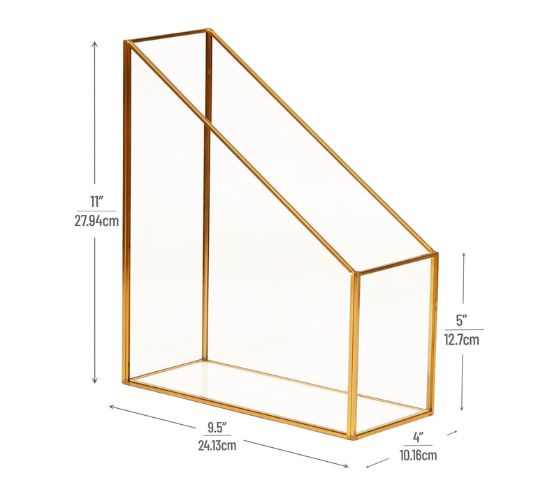 Mind Reader Vertical Glass File Holder with Copper Trim — View 3