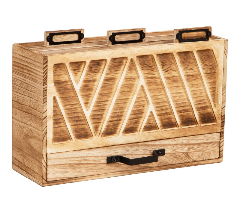Mind Reader Natural Wood Desktop Mail Organizerwith Drawer — View 7