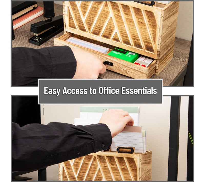 Mind Reader Natural Wood Desktop Mail Organizerwith Drawer — View 6