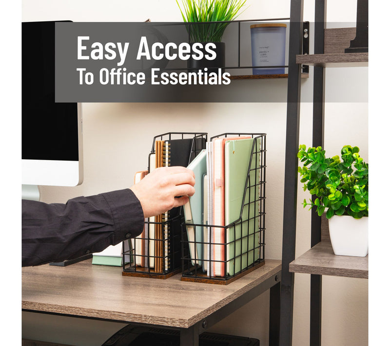 Mind Reader Vertical File Organizer with Wood Base — View 6