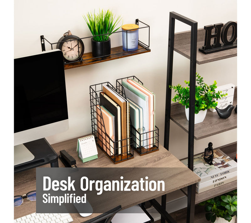 Mind Reader Vertical File Organizer with Wood Base — View 2