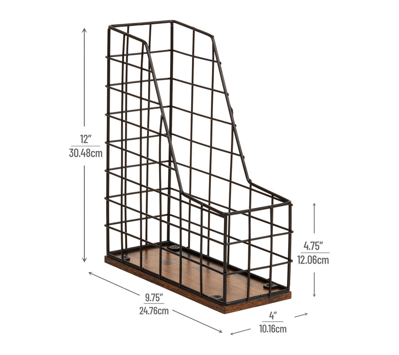 Mind Reader Vertical File Organizer with Wood Base — View 3