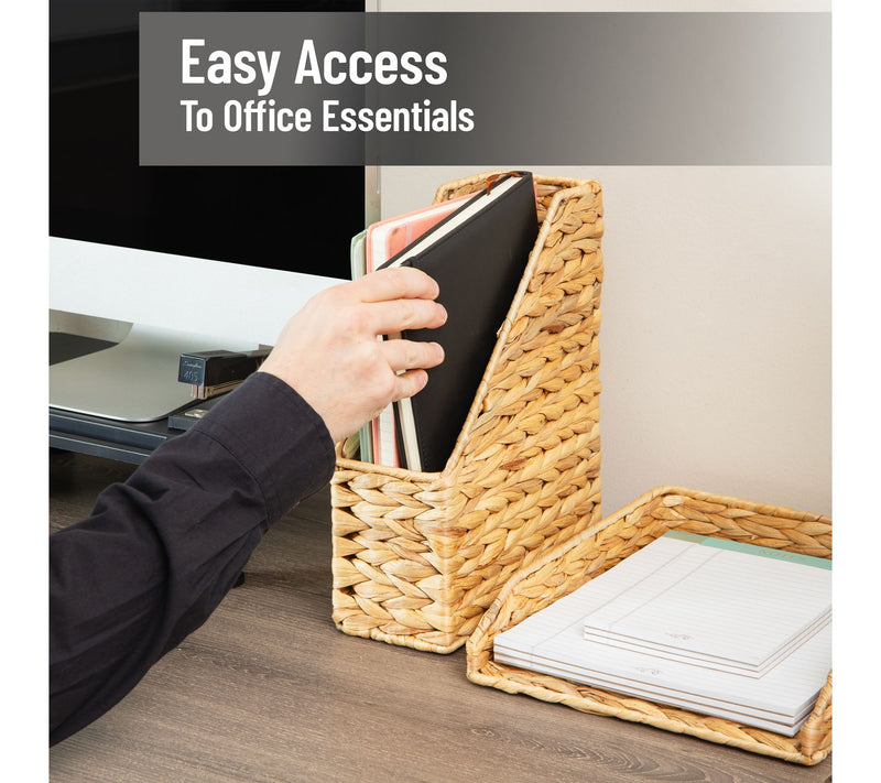 Mind Reader Rattan Vertical File Organizer withIron Frame — View 6