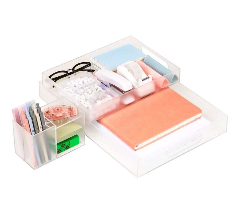 Mind Reader 3-Piece Acrylic Desktop Organizer Set, Clear — View 9
