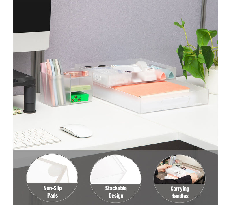 Mind Reader 3-Piece Acrylic Desktop Organizer Set, Clear — View 4