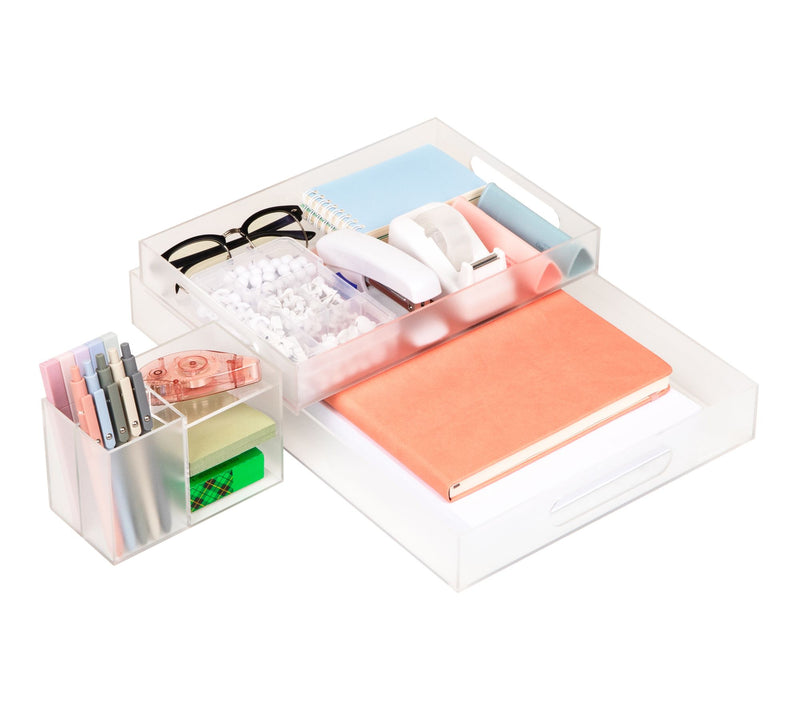 Mind Reader 3-Piece Acrylic Desktop Organizer Set, Clear — Main view