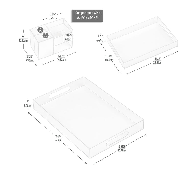 Mind Reader 3-Piece Acrylic Desktop Organizer Set, Clear — View 3