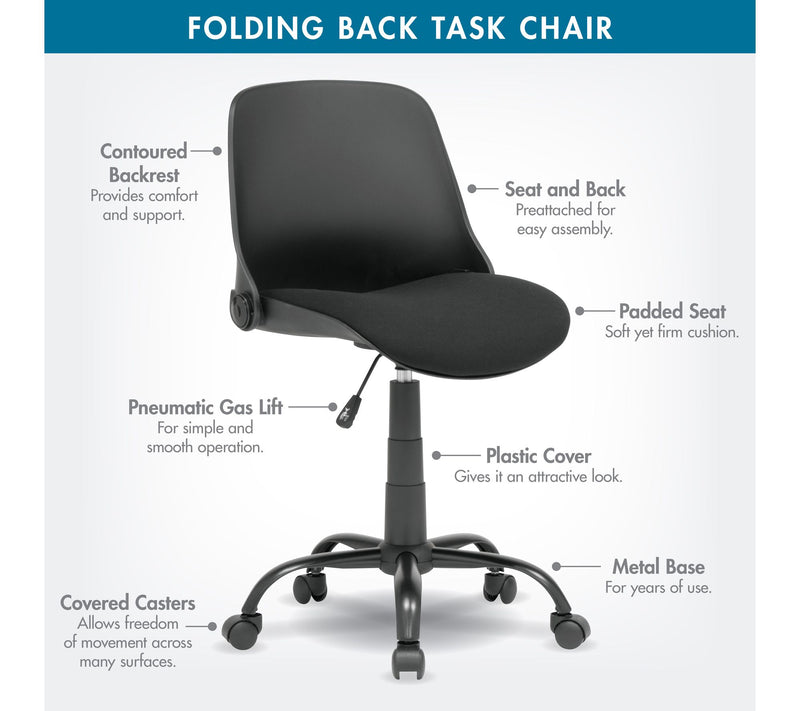 Calico Designs Folding Back Modern Swivel Office Task Chair — View 3