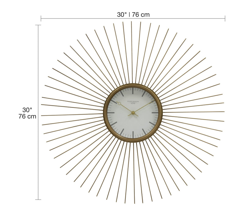 Studio Designs Home 30 Inch Retro Starburst Metal Wall Clock — View 2