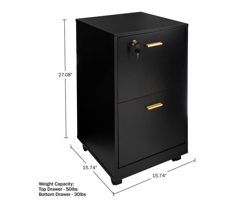 Lavish Home 2 Drawer Mobile File Cabinet with Lock — View 8