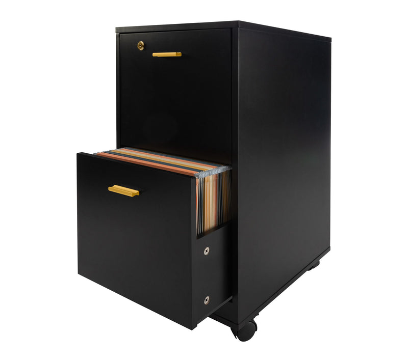 Lavish Home 2 Drawer Mobile File Cabinet with Lock — View 5
