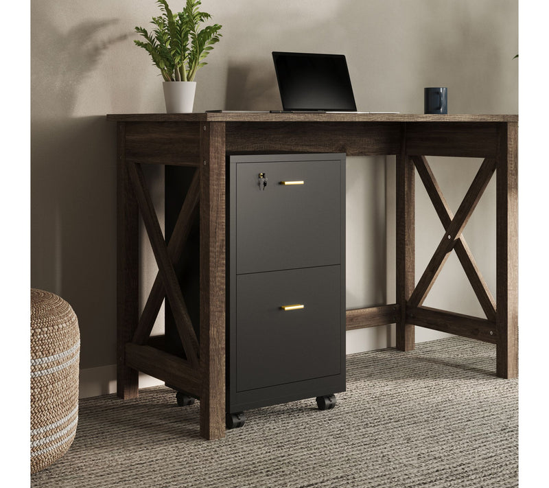 Lavish Home 2 Drawer Mobile File Cabinet with Lock — View 3