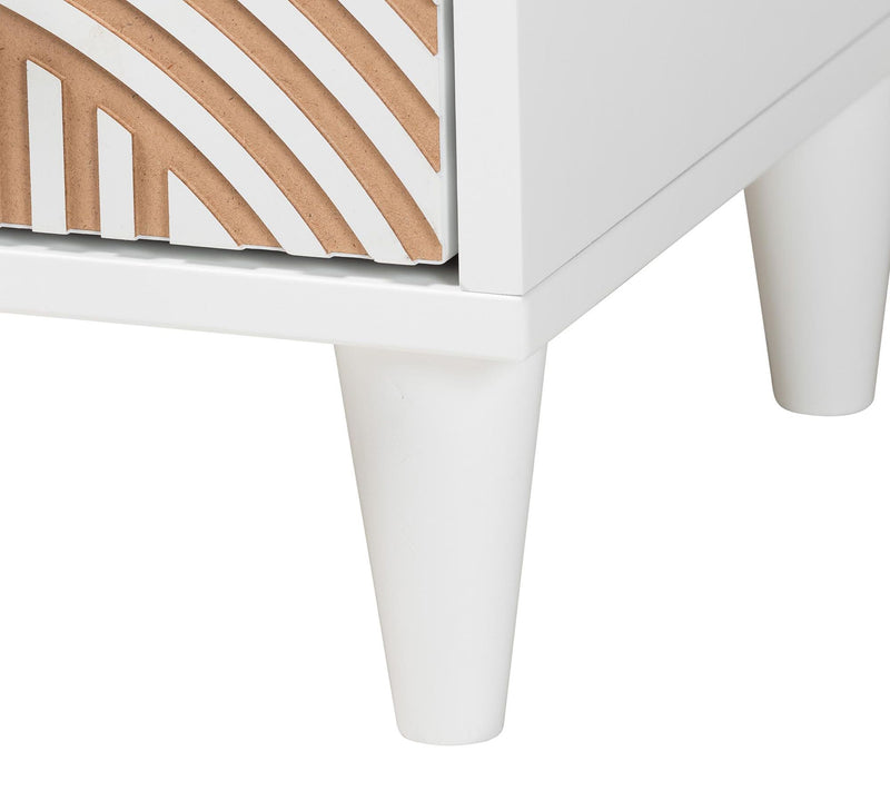 Baxton Studio L ouetta White Ca rved Contrastin g Nightstand — View 6