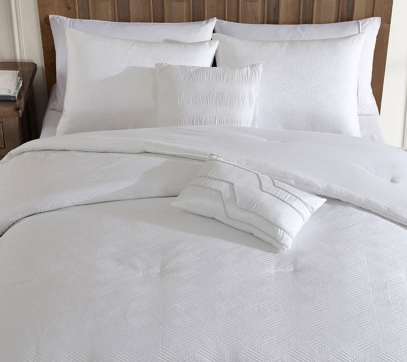 Tahari Home Blanca 5-Pc Jacquard Geometric Comforter Set, King — View 3