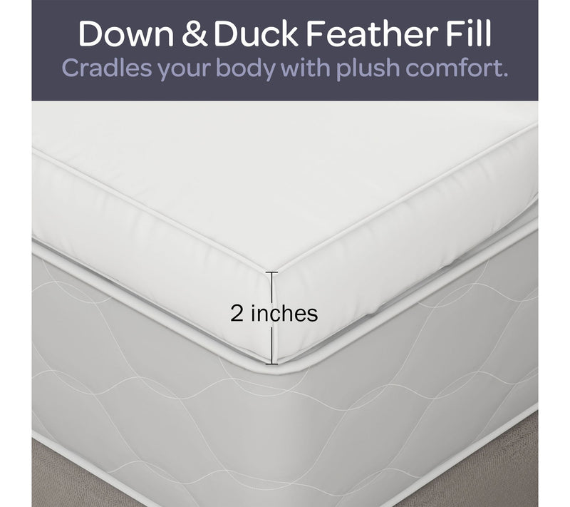 Lavish Home Down 2" Gusset Full Mattress Topper — View 3