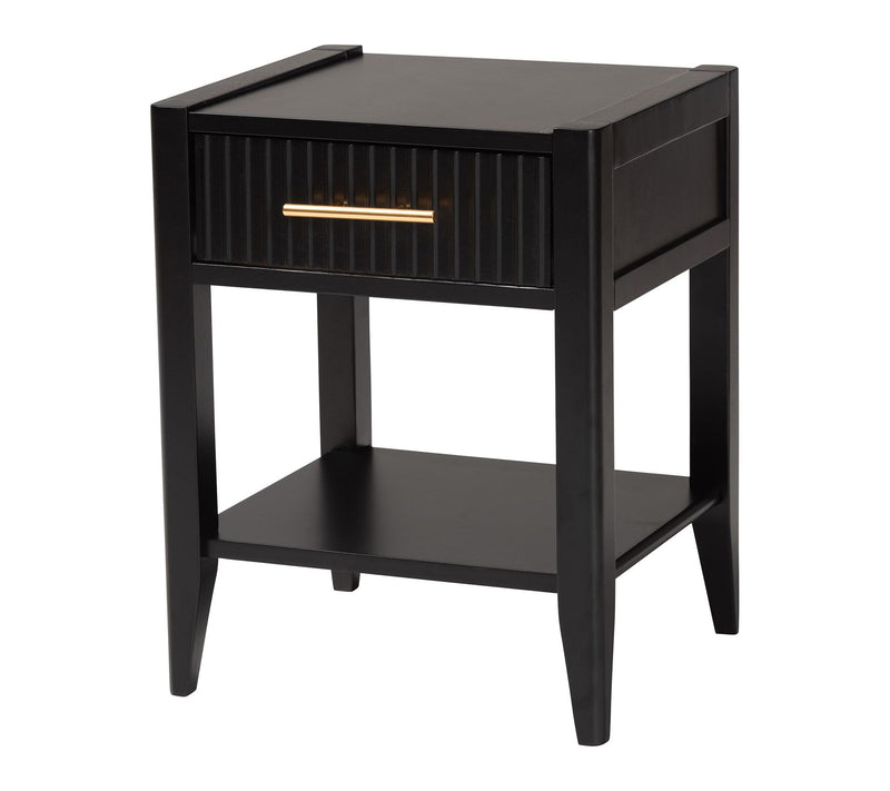 Baxton Studio Primrose Fluted Wood 1-Drawer Nightstand — View 11