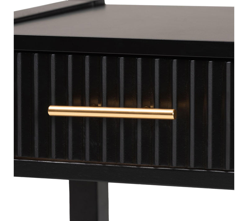 Baxton Studio Primrose Fluted Wood 1-Drawer Nightstand — View 4