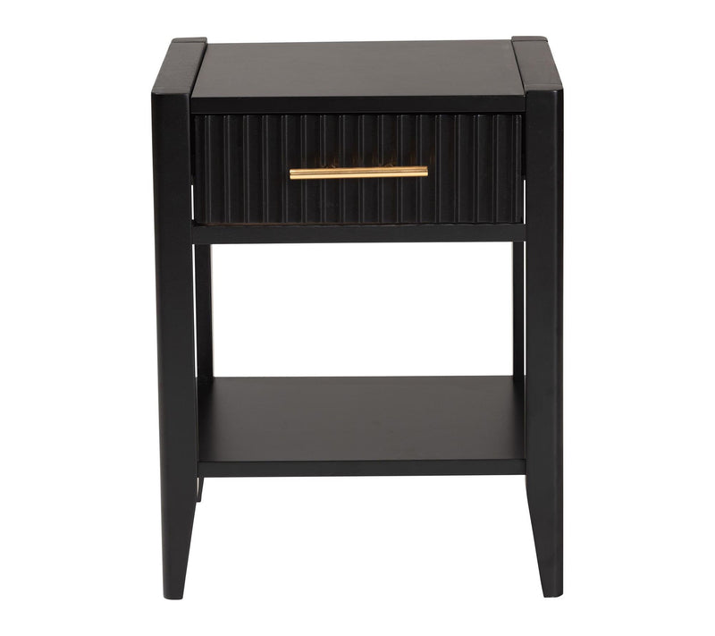 Baxton Studio Primrose Fluted Wood 1-Drawer Nightstand — View 3
