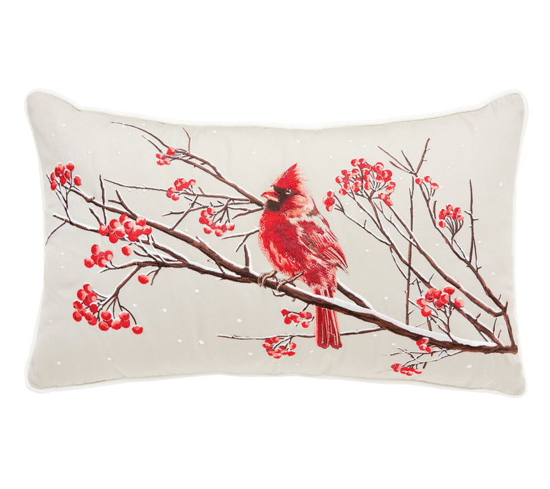 Winterberry Cardinal Lumbar Pillow by Valerie — Main view