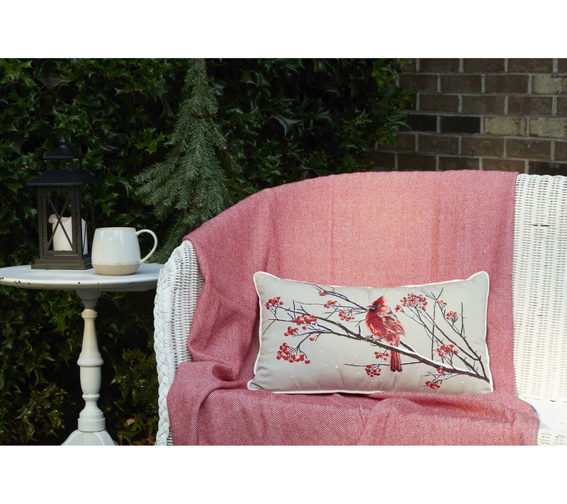 Winterberry Cardinal Lumbar Pillow by Valerie — View 3