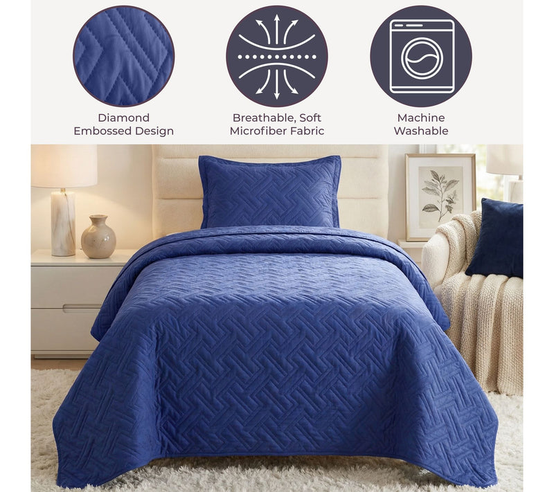 Lavish Home 3-Piece Twin Lightweight Quilt Bedding Set — View 5