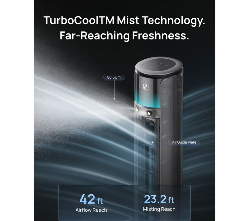 DREO 42 in. 12 Speeds Smart Outdoor Misting Tower Fan in Grey — View 3