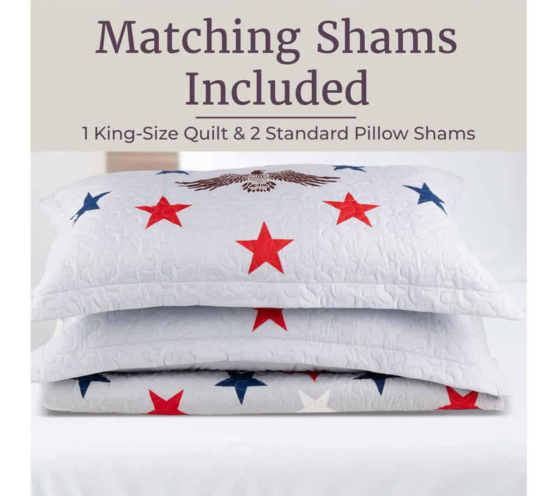 Lavish Home 3-Piece King Quilt Set Patriotic Star Pattern — View 4
