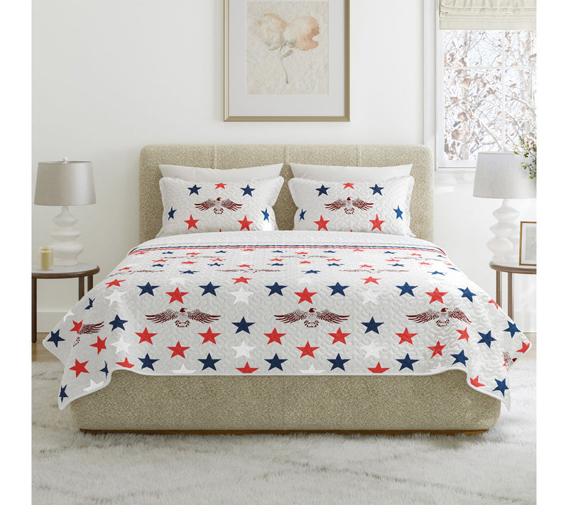 Lavish Home 3-Piece King Quilt Set Patriotic Star Pattern — View 6