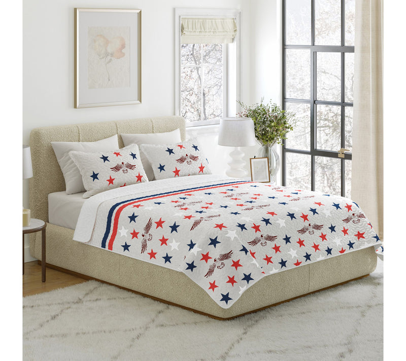 Lavish Home 3-Piece Queen Quilt Set Patriotic Star Pattern — View 5