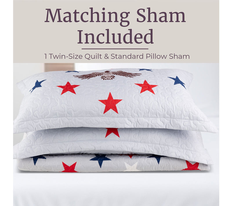 Lavish Home 2-Piece Twin Quilt Set Patriotic Star Pattern — View 3