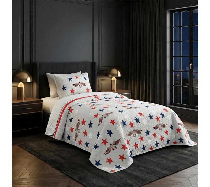 Lavish Home 2-Piece Twin Quilt Set Patriotic Star Pattern — View 7