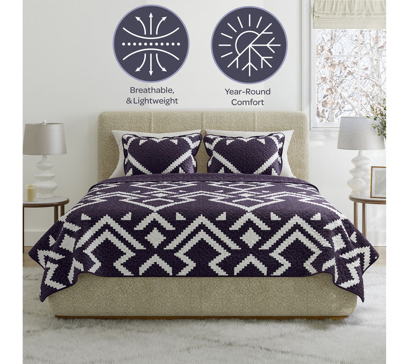 Lavish Home 3-Piece King Quilt Bedding Set Geometric Pattern — View 2