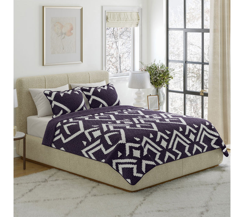 Lavish Home 3-Piece King Quilt Bedding Set Geometric Pattern — View 7