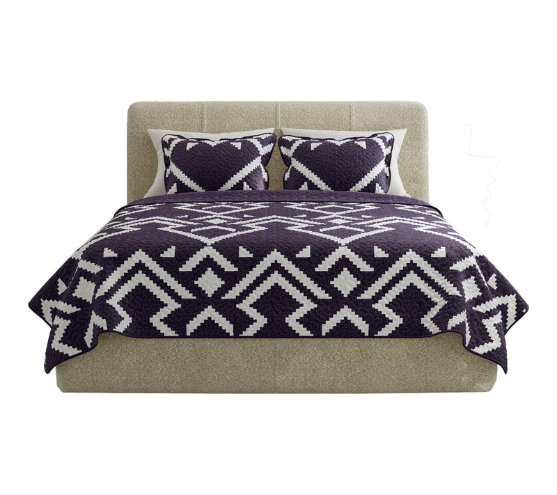 Lavish Home 3-Piece Queen Quilt Bedding Set Geometric Pattern — View 10