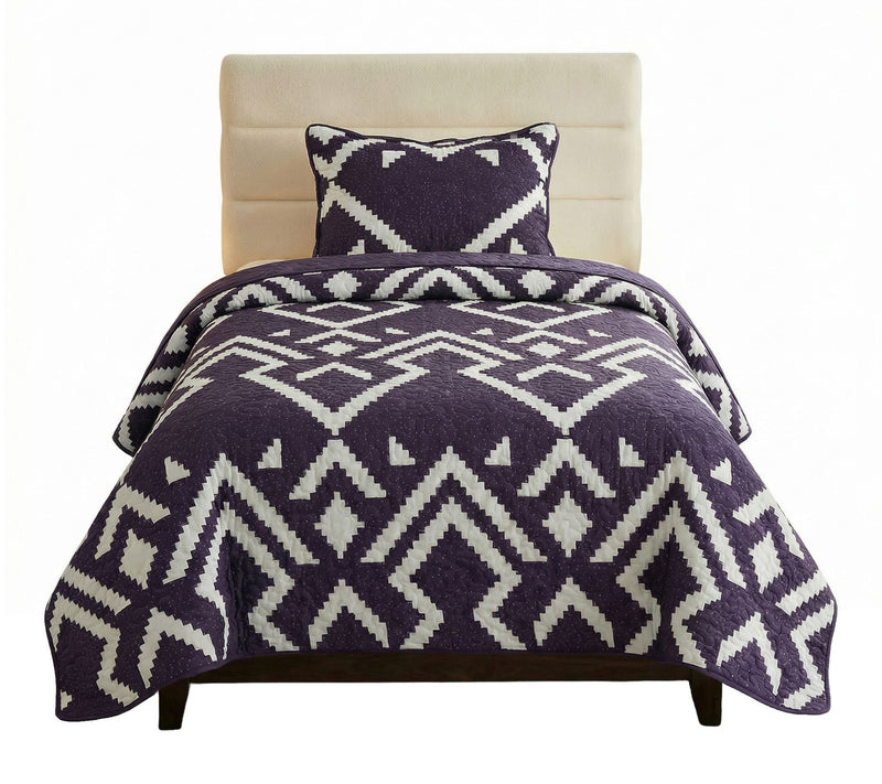 Lavish Home 2-Piece Twin Quilt Bedding Set Geometric Pattern — Main view