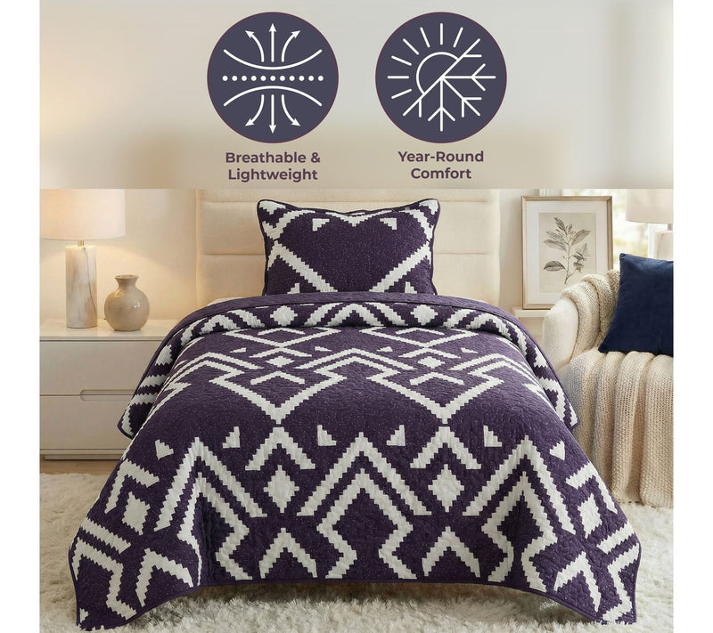 Lavish Home 2-Piece Twin Quilt Bedding Set Geometric Pattern — View 5