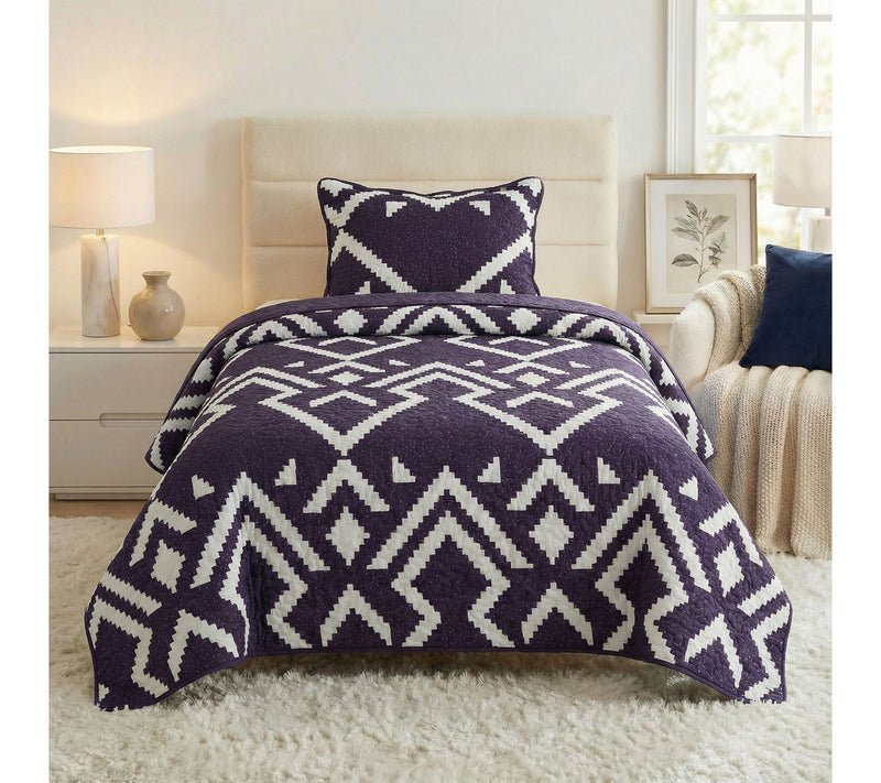 Lavish Home 2-Piece Twin Quilt Bedding Set Geometric Pattern — View 6