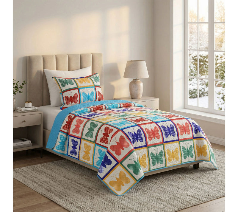 Lavish Home 2-Piece Twin Quilt Bedding Set Colorful Butterfly — View 6