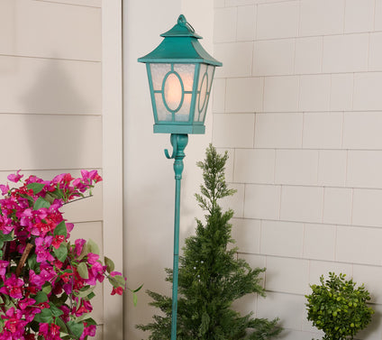 "As Is" Flickering Flame Old World Lantern with Stake- Val