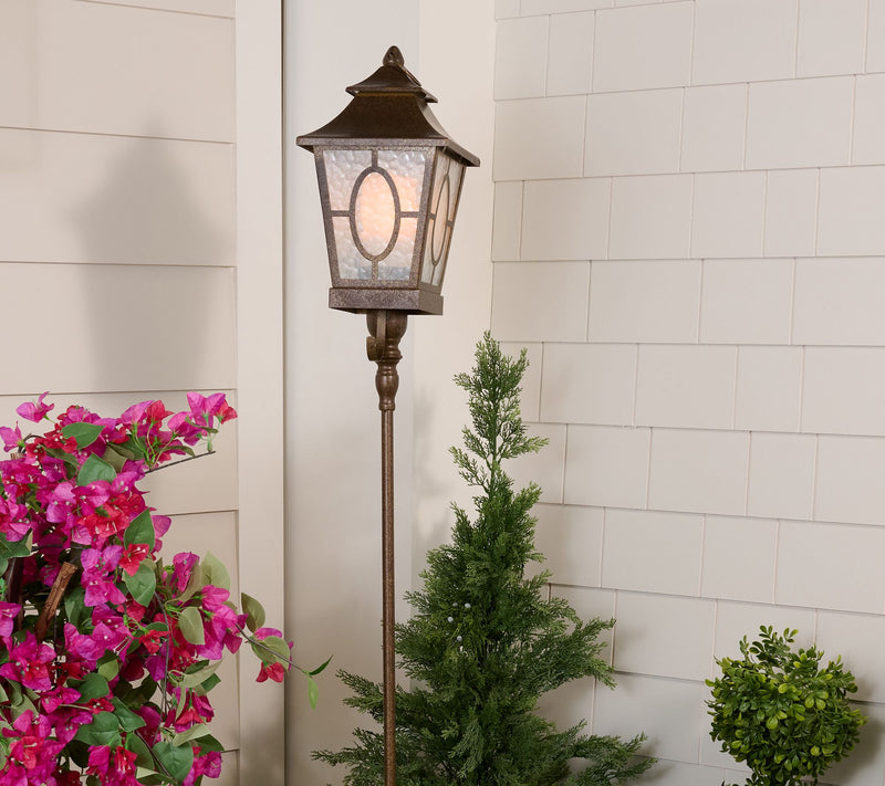 "As Is" Flickering Flame Old World Lantern with Stake- Val — View 9