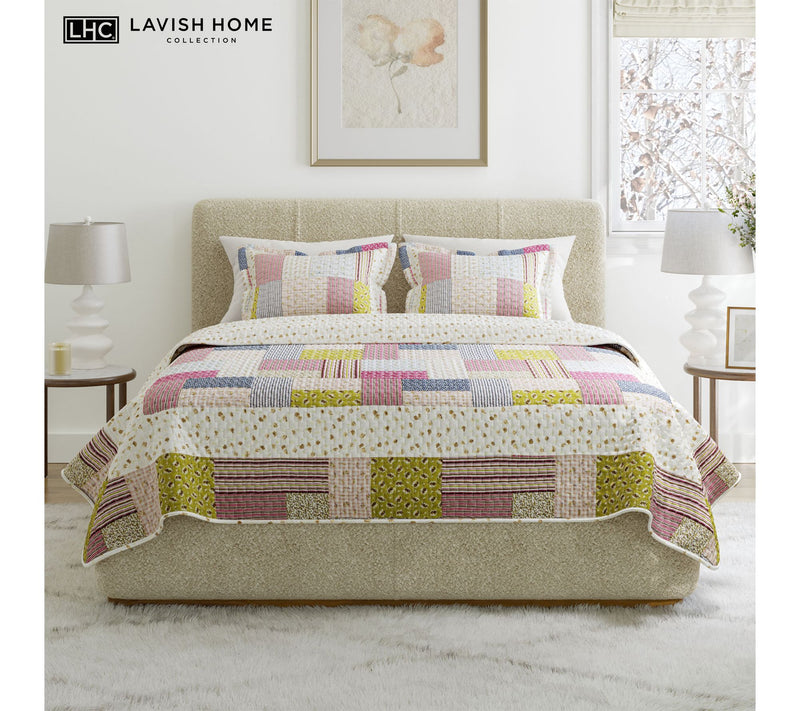 Lavish Home 3-Piece Savannah Classic PatchworkQueen Quilt Set — View 3