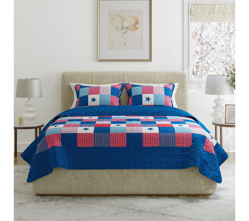 Lavish Home 3-Piece Caroline Patriotic Queen Quilt Set — View 6
