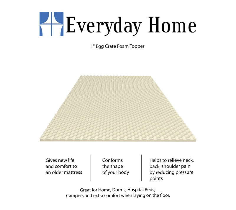 Everyday Home Twin XL Egg Crate Foam Mattress Topper — View 2