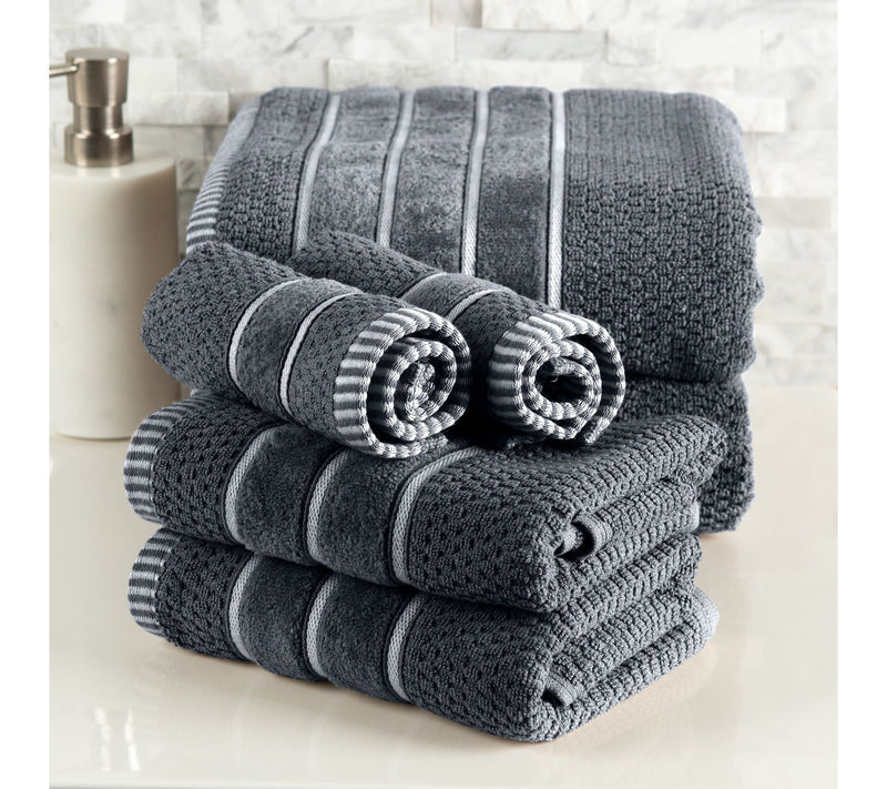 Lavish Home Luxury 6 PC Towel Set Rice Weave Egyptian Cotton — View 7