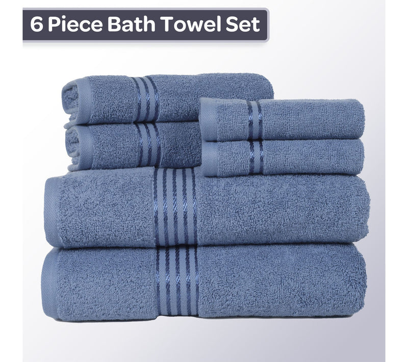 Lavish Home 6 P iece 100% Cotto n Bathroom Towe ls Set — View 5