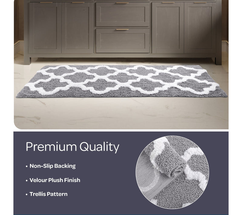 Lavish Home Bathroom Rug Slip Bath Mat TrellisPattern — View 3