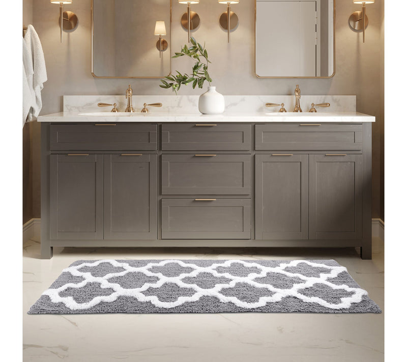 Lavish Home Bathroom Rug Slip Bath Mat TrellisPattern — View 7