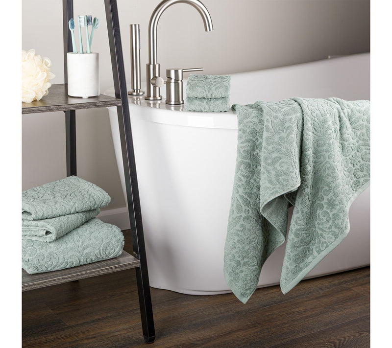 Lavish Home 6PC Jacquard Towel Set Cotton Bathroom Set — View 8